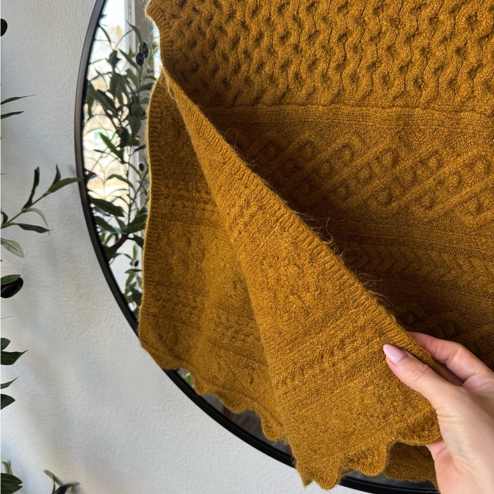 Zara Mustard Brown High Neck Sweater Vest with Intricate Knit Patterns, M - Picture 5 of 5